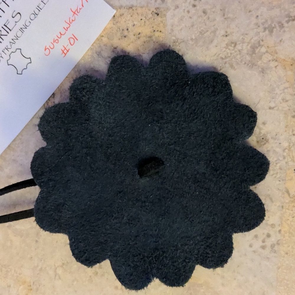 Genuine Leather Handmade Soot Sprite Susuwatari Purse Charm Black Cream #01 - Picture 4 of 7